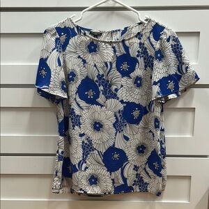 Floral Blue and White Women's Top